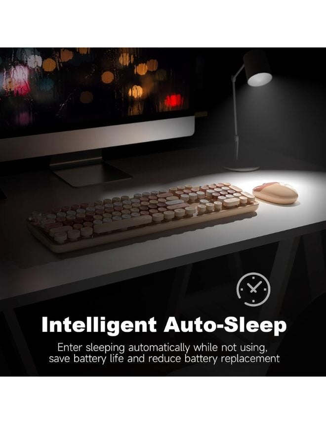 MOFII Wireless Keyboard and Mouse Combo,2.4GHz Retro Full-Size Keyboard with Number Pad and Cute Wireless Mouse for Computer PC Desktops Laptop WindowsxP/7/8/10 - Image 4